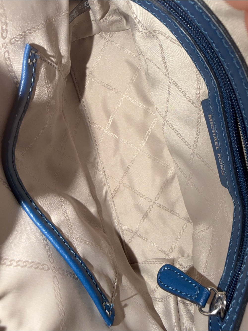 Michael Kors Blue Embossed Logo Jacquard Crossbody Bag with Branded Strap - Picture 9 of 12
